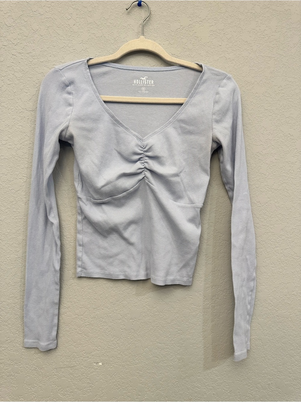 Hollister Light purple Ruched V-Neck Long Sleeve Top
